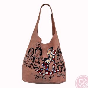 Bolso piel vuelta rosa nude pintado por carmen encinas hispania flamenco