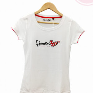 camiseta blanca corazon flamenco mujer benegassi hispania flamenco