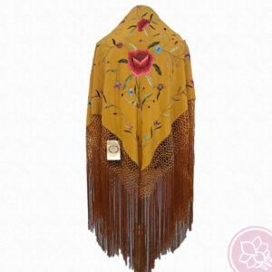 manton de seda amarillo hispania flamenco