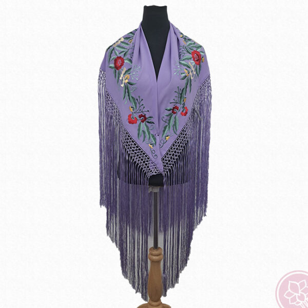 manton bordado lila flor grande hispania flamenco