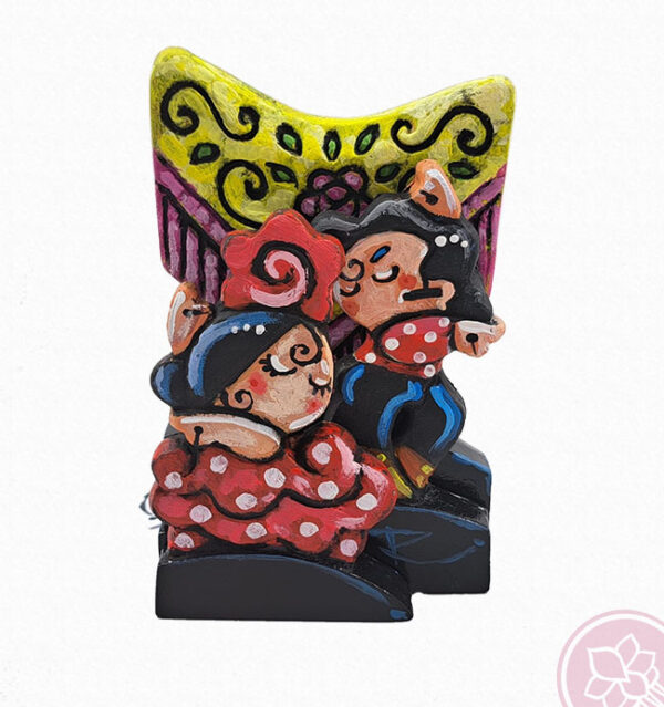Figura Tablao con una pareja bailando. Esta pieza de cerámica es obra original del artista gaditano Antonio Ruano.