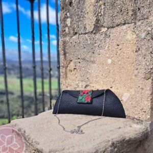 bolso de rafia negro ventitantos hispania flamenco
