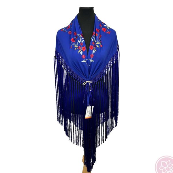 Mantoncillo azul flor roja Hispania Flamenco