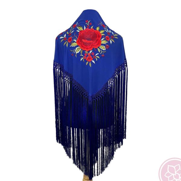 Mantoncillo azul flor roja Hispania Flamenco