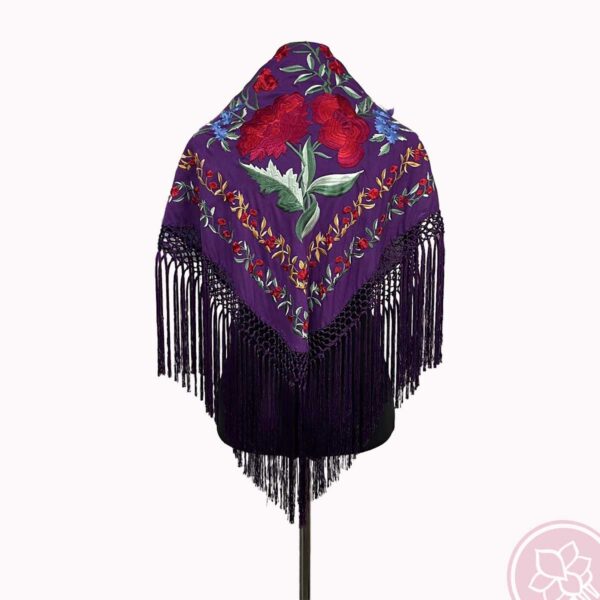 manton victoria color morado flecos. Hispania Flamenco