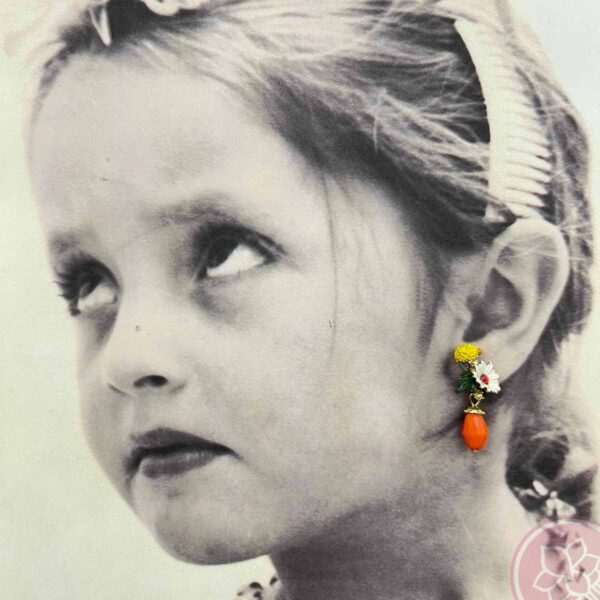 pendiente niña con margarita lagrima burdeos carvajal hispania flamenco